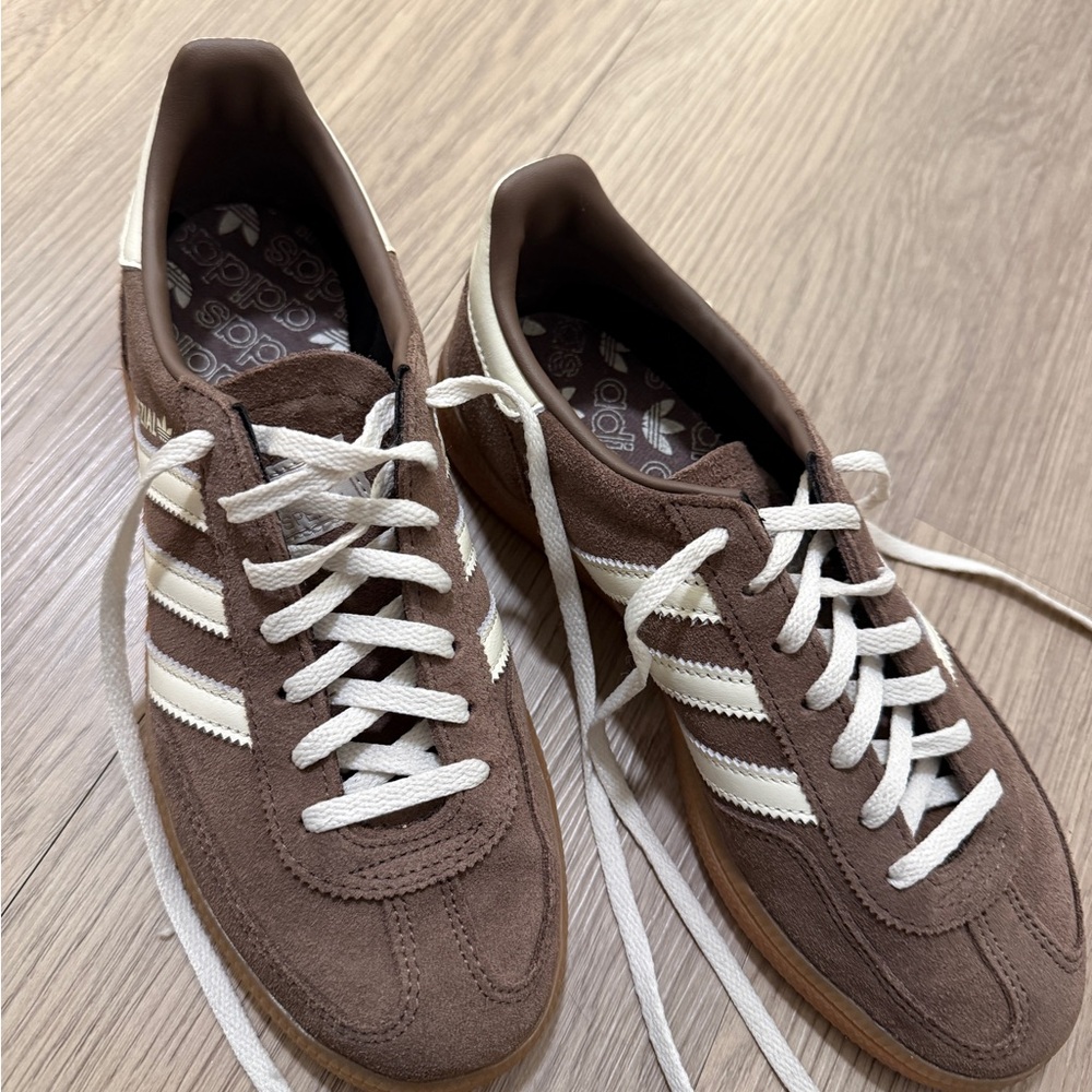Adidas Womans Brown and White Suede Sneakers
